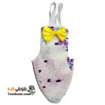 پوشک عروس هلندی – پوشک پرندگان زینتی-سفید با گل بنفش