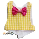 لباس دامادی عروس هلندی-زرد چهارخانه